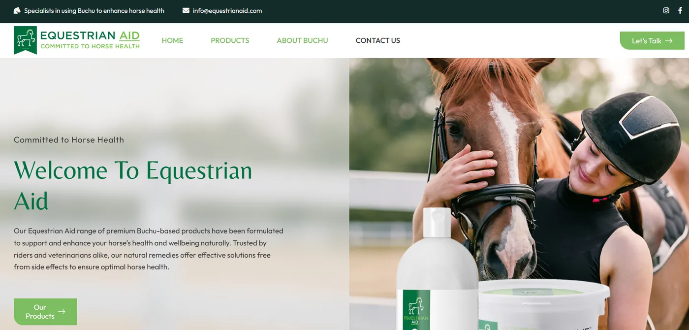 Equestrian Aid website home page