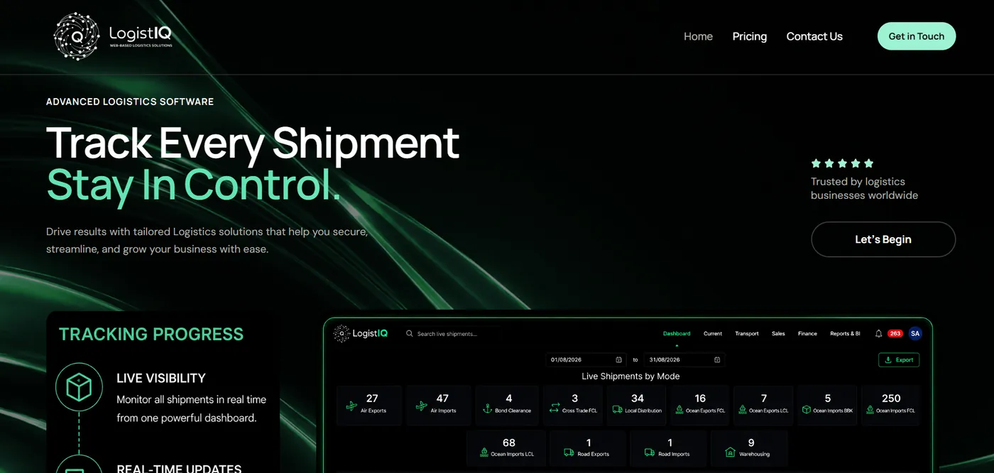 LogistIQ website home page