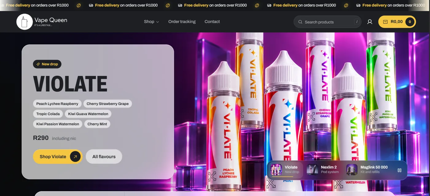Vape Queen website home page