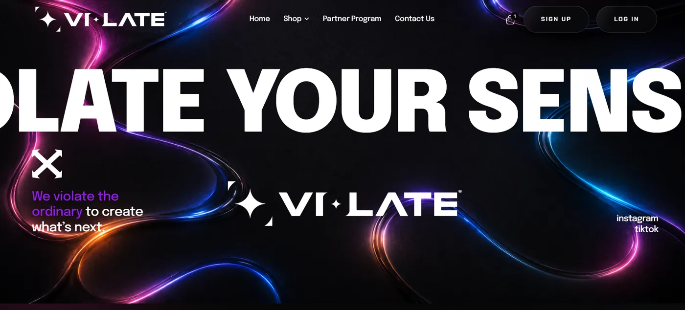 Violate website home page